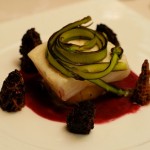 Halibut Beurre Rouge with Shaved Asparagus, Morels, and Heirloom Potatoes