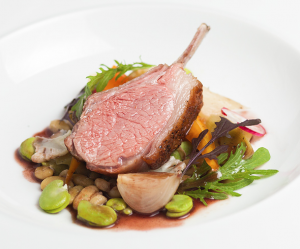 rack of lamb sous vide with mixed vegetables