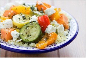 Couscous with Mediterranean Vegetables Mint and Feta #sousvide