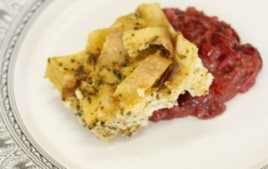 savory chestnut and herb bread pudding #sousvide