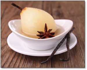 Poached Pears with Vanilla and Cardamom
