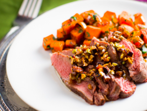 Moroccan Sirloin with Fig Pistachio Butter